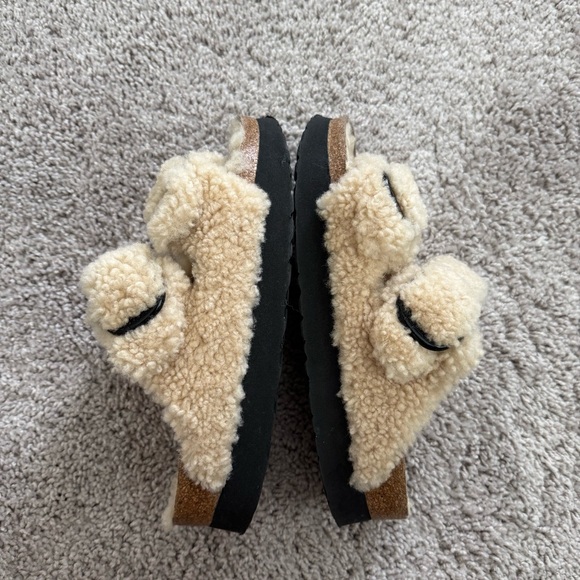 Birkenstock Arizona Big Buckle Shearling Sandals Teddy Eggshell 40 - Picture 4 of 11